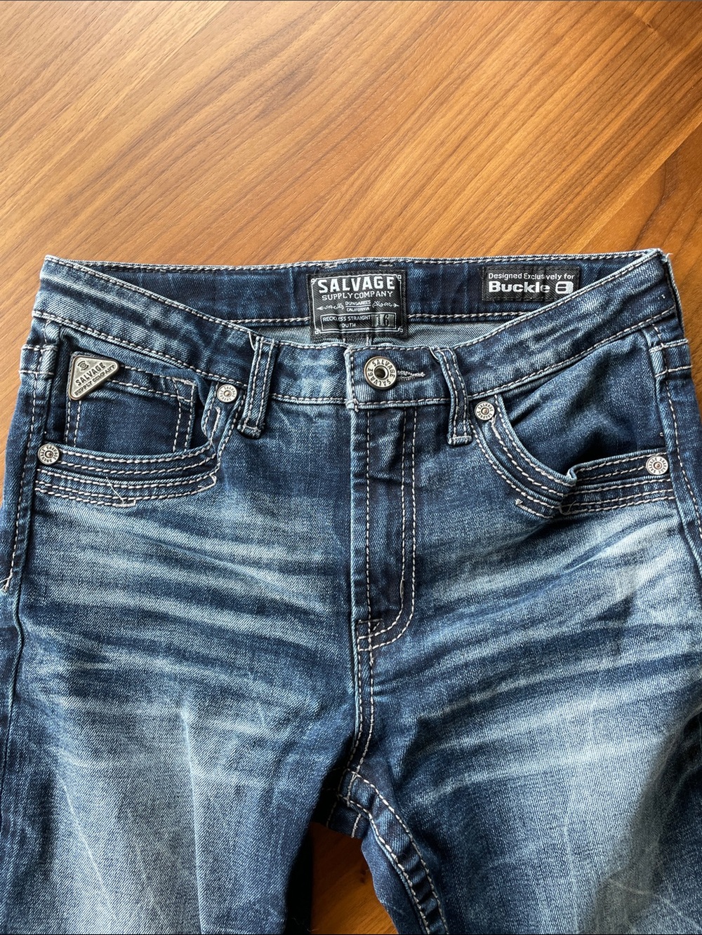 Salvage Young Men's or Kids Blue Washed Jeans